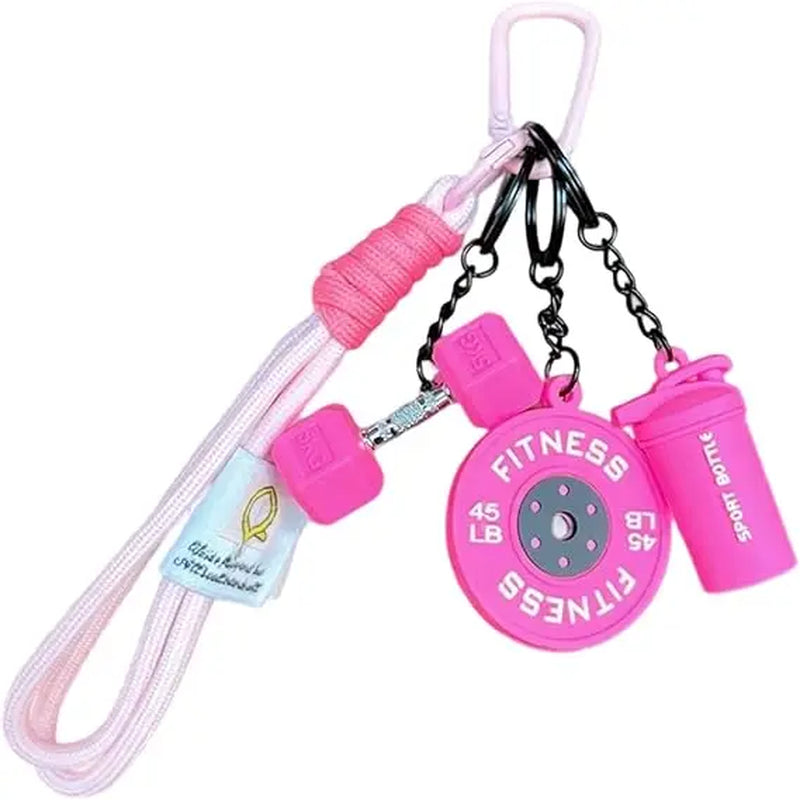 Dumbbell & Weights Keychain, Bag Purse Charms Gift for Fitness Women and Men, Cute Mini Car Key Chains for Gym