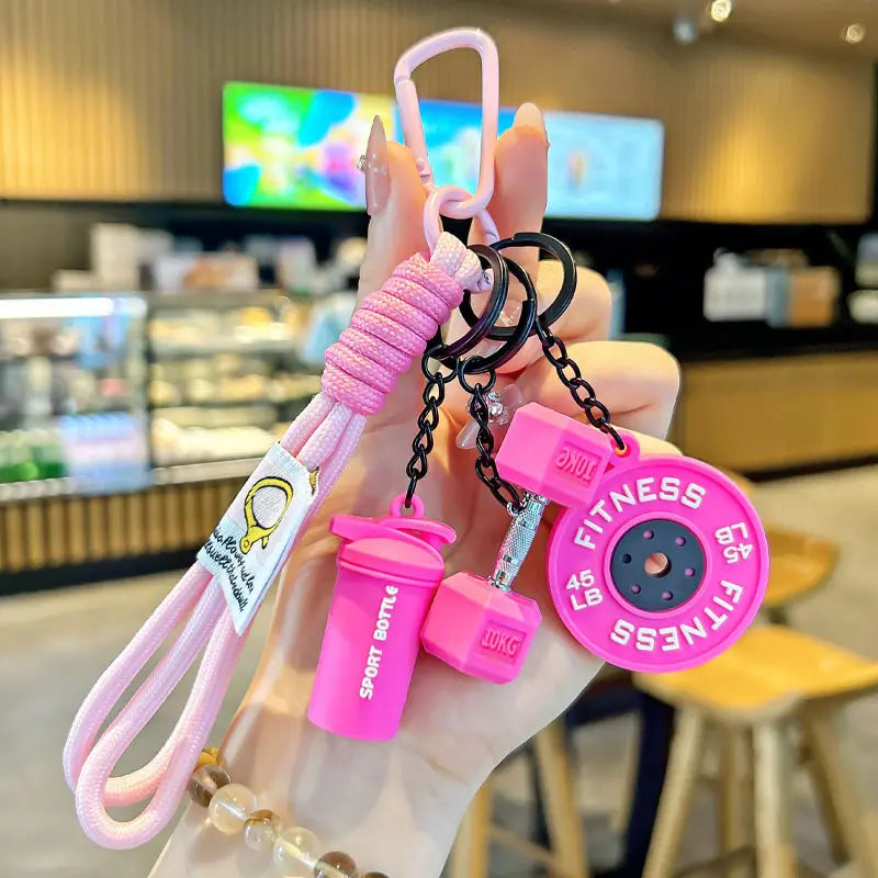 Dumbbell & Weights Keychain, Bag Purse Charms Gift for Fitness Women and Men, Cute Mini Car Key Chains for Gym
