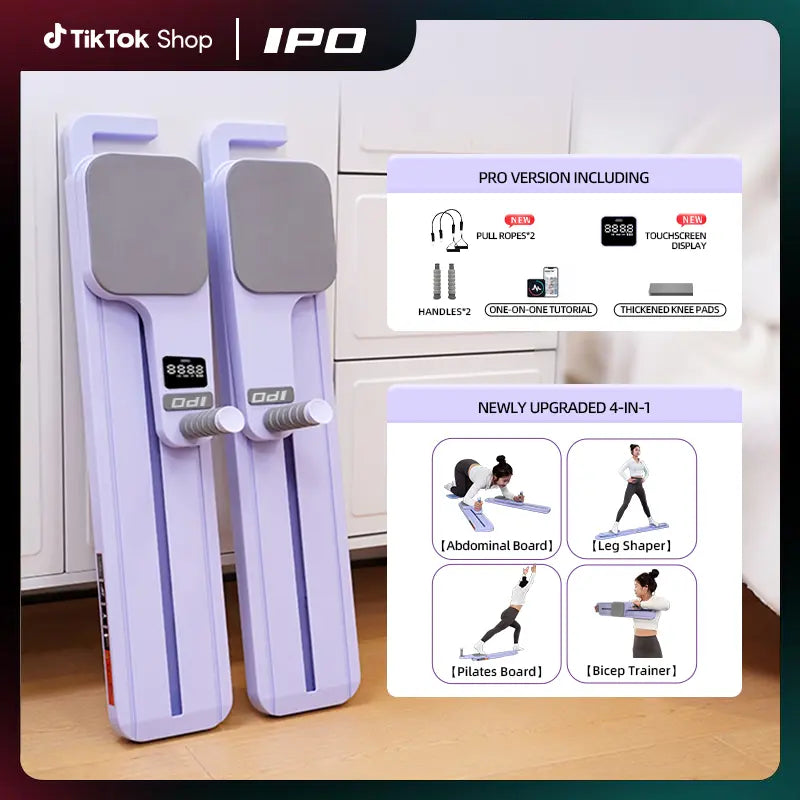 IPO 6-In-1 Multi-Functional Adjustable Exercise Board for Home Fitness,Split AB Slide Roller Board,Home Pilates Reformer with Knee Mat for Home Gym, Abdominal Crunch Machine