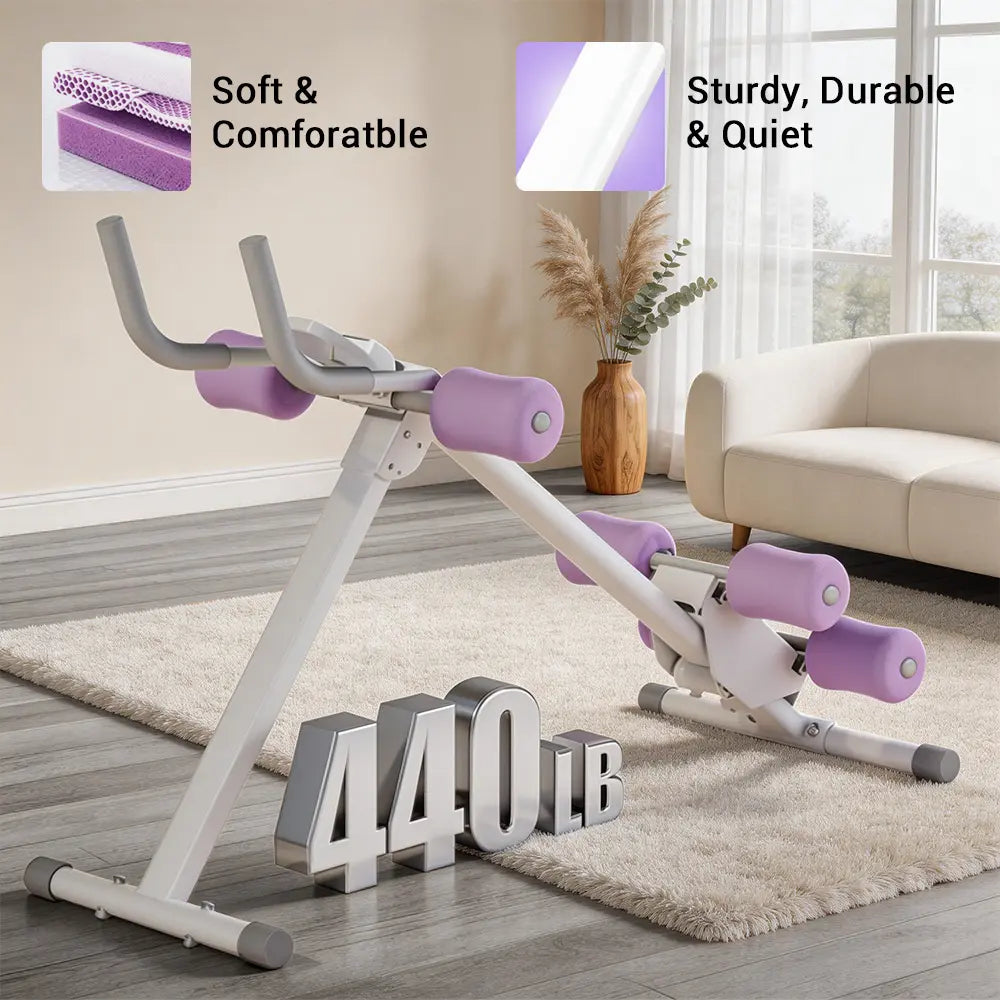 UMAY Ab Trainer, Adjustable Ab Workout Machine for Abs Workout at Home Gym, Foldable Lilac Pink Abdominal Trainer for Stomach Workout, Summervibes