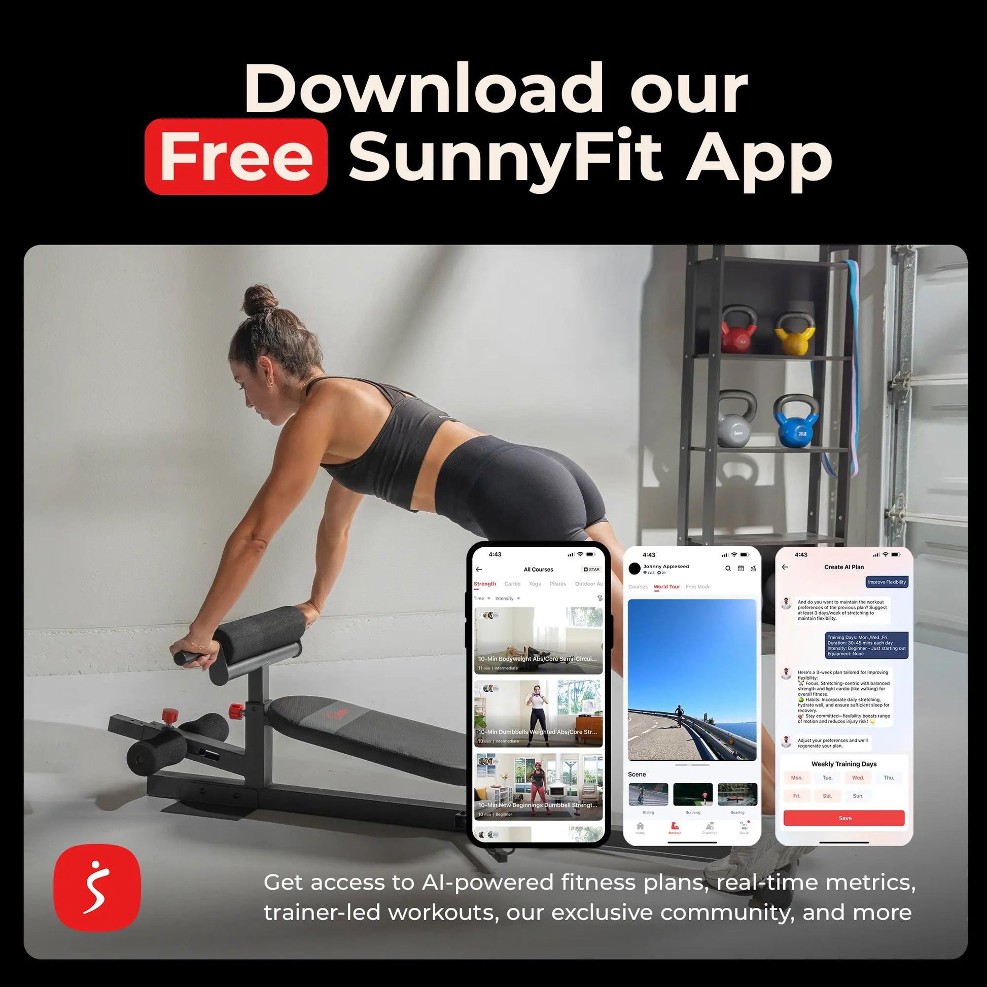 SUNNY Hip Thrust & Glute Bridge Machine Comes with 20 40 60 Lbs Resistance Bands 825 LB Capacity Adjustable Home Gym Fitness Workout Equipment Multi Function Sit up Push up Assisted Squat Exercise Machine Lower Body Core Leg Strength Trainer for Women Men