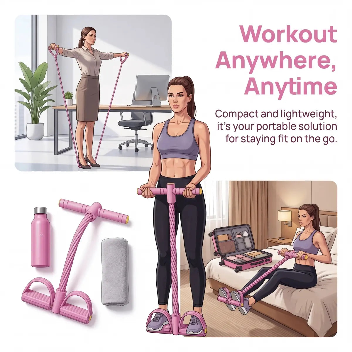 2026 New Manual Tension Training Pedal Resistance Band, 10-Tube Eco-Friendly Natural Latex Yoga Stretching Band, Multifunctional Elastic Band for Home Gym Arm, Waist & Abdomen Training, Fitness Exercise Equipment for Men and Women
