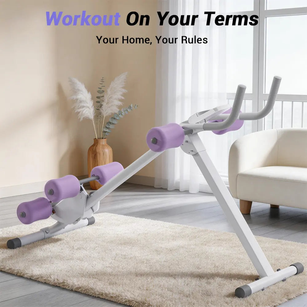 UMAY Ab Trainer, Adjustable Ab Workout Machine for Abs Workout at Home Gym, Foldable Lilac Pink Abdominal Trainer for Stomach Workout, Summervibes