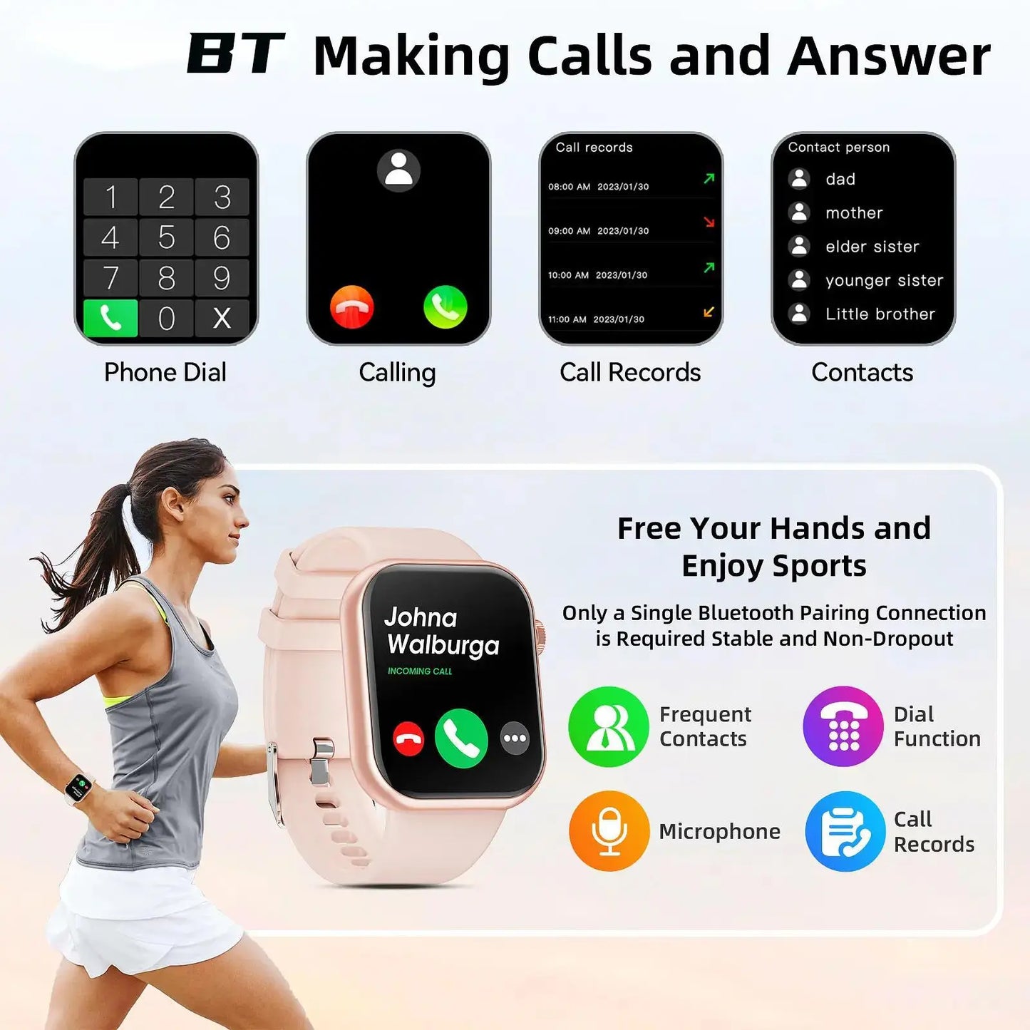 Smart Watch for Women Man (Answer/Make Call), 1.85 Inch Fitness Tracker with Pedometer & Multiple Sports Modes, Fitness Watch for Android Iphone, Back to School Gifts, Health Smart Watch, Sports Tracking Smartwatch