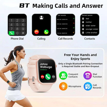 Smart Watch for Women Man (Answer/Make Call), 1.85 Inch Fitness Tracker with Pedometer & Multiple Sports Modes, Fitness Watch for Android Iphone, Back to School Gifts, Health Smart Watch, Sports Tracking Smartwatch