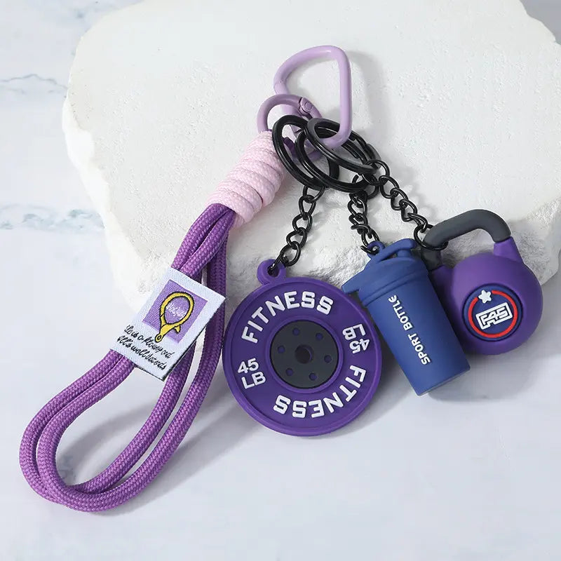Dumbbell & Weights Keychain, Bag Purse Charms Gift for Fitness Women and Men, Cute Mini Car Key Chains for Gym