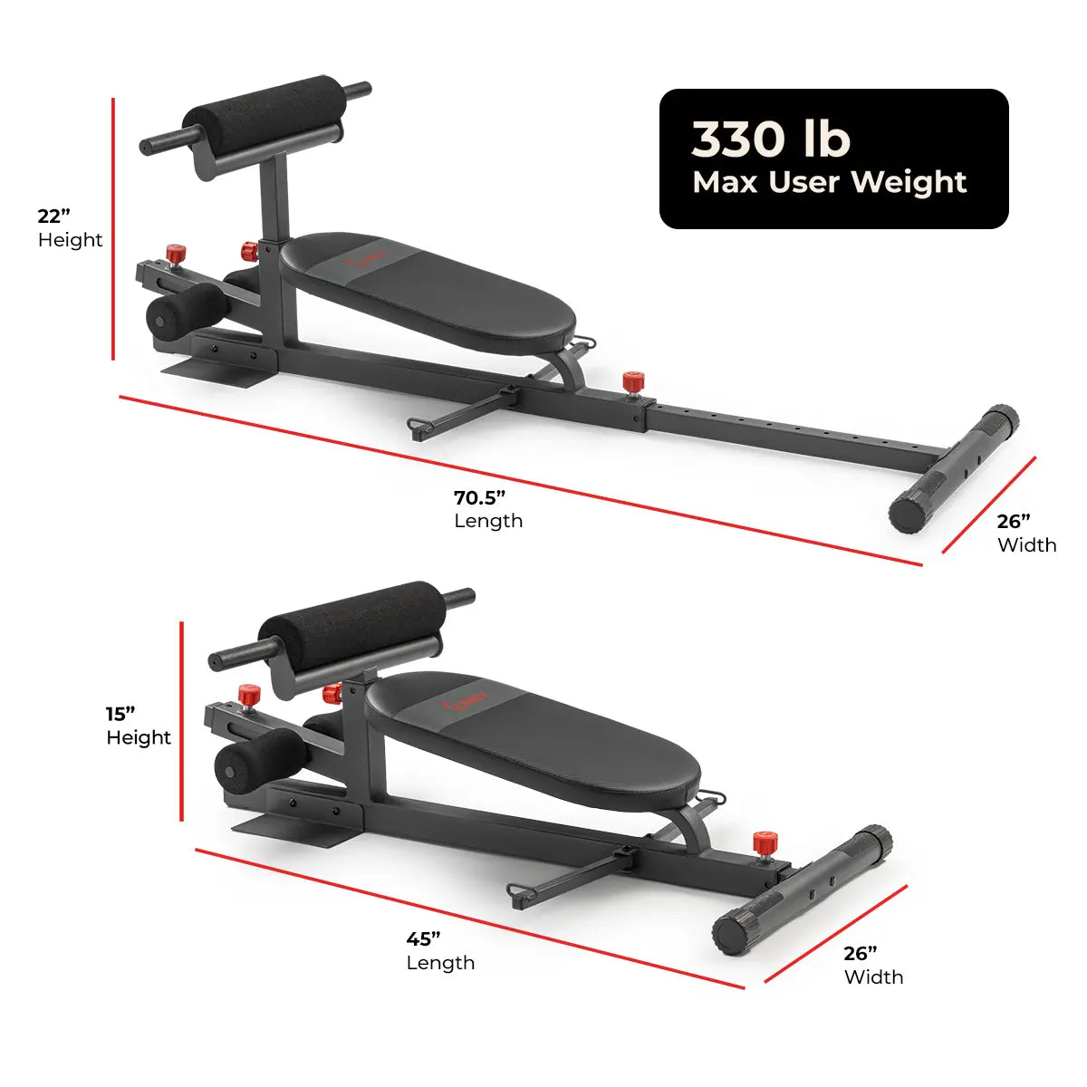 SUNNY Hip Thrust & Glute Bridge Machine Comes with 20 40 60 Lbs Resistance Bands 825 LB Capacity Adjustable Home Gym Fitness Workout Equipment Multi Function Sit up Push up Assisted Squat Exercise Machine Lower Body Core Leg Strength Trainer for Women Men