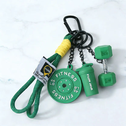 Dumbbell & Weights Keychain, Bag Purse Charms Gift for Fitness Women and Men, Cute Mini Car Key Chains for Gym