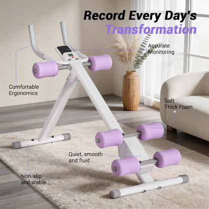 UMAY Ab Trainer, Adjustable Ab Workout Machine for Abs Workout at Home Gym, Foldable Lilac Pink Abdominal Trainer for Stomach Workout, Summervibes