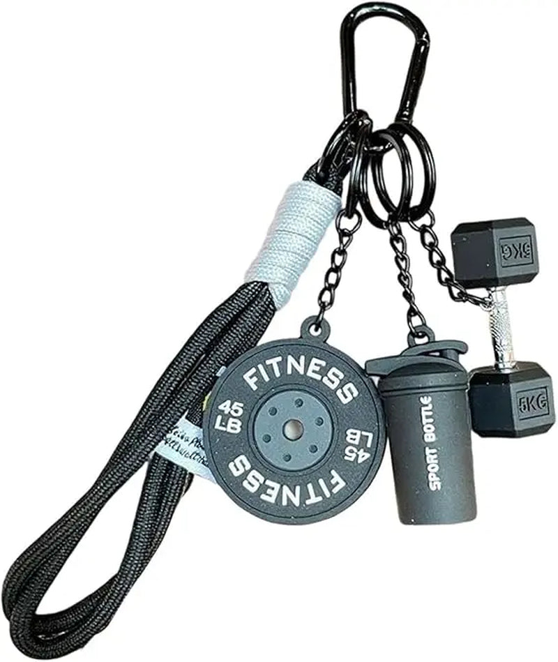 Dumbbell & Weights Keychain, Bag Purse Charms Gift for Fitness Women and Men, Cute Mini Car Key Chains for Gym