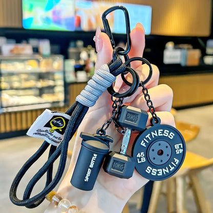 Dumbbell & Weights Keychain, Bag Purse Charms Gift for Fitness Women and Men, Cute Mini Car Key Chains for Gym