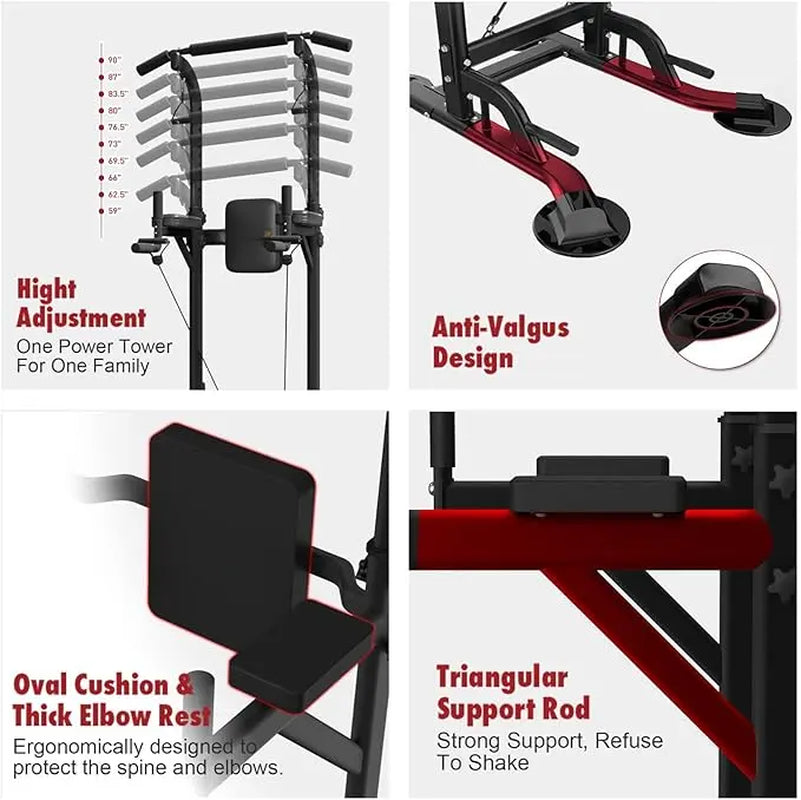 Power Tower, Pull up Bar Dip Station/Stand for Home Gym Strength Training Workout Equipment Multifunctional Fitness Workout Station,Summervibes