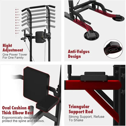 Power Tower, Pull up Bar Dip Station/Stand for Home Gym Strength Training Workout Equipment Multifunctional Fitness Workout Station,Summervibes