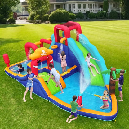 Dripex Baby Large Backyard Water Park for Kids: Inflatable Water Slide Bounce House with Blower, Slides, Climbing Walls, Water Guns, and Deep Splash Pool, Indoor and Outdoor, Summervibes, Summer Gifts