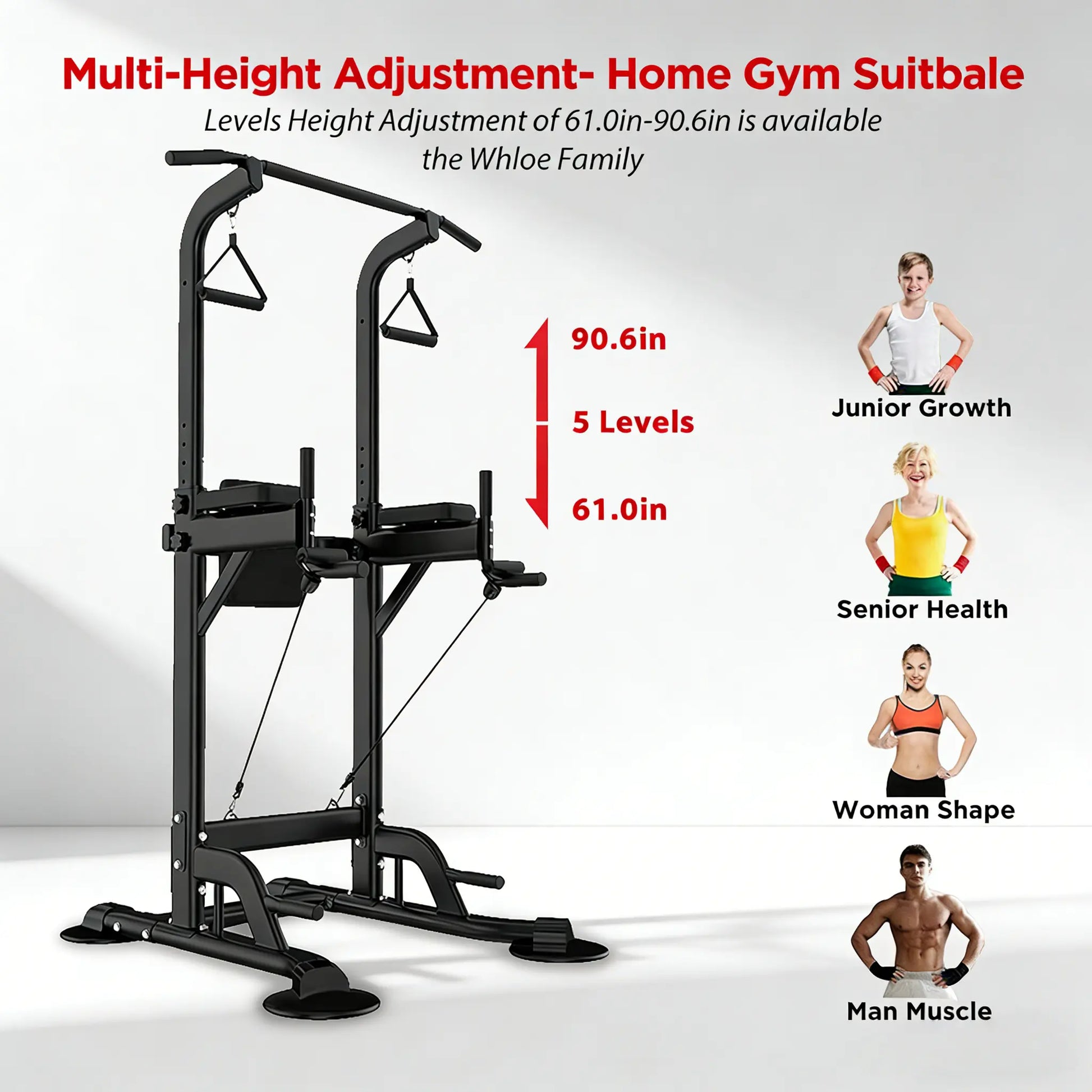 Power Tower, Pull up Bar Dip Station/Stand for Home Gym Strength Training Workout Equipment Multifunctional Fitness Workout Station,Summervibes