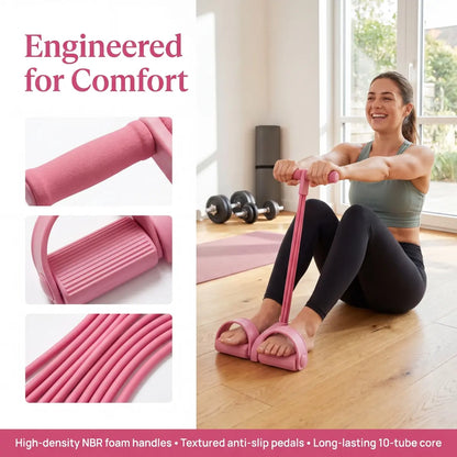 2026 New Manual Tension Training Pedal Resistance Band, 10-Tube Eco-Friendly Natural Latex Yoga Stretching Band, Multifunctional Elastic Band for Home Gym Arm, Waist & Abdomen Training, Fitness Exercise Equipment for Men and Women