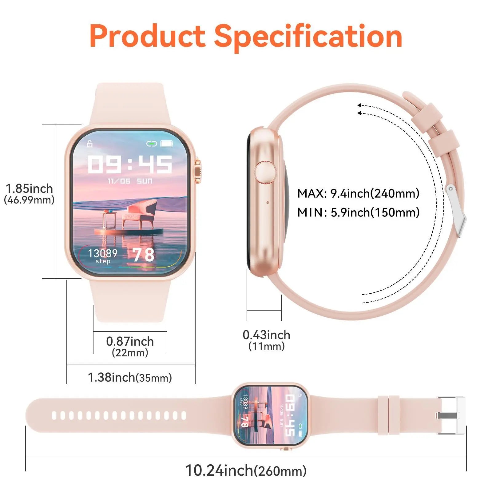 Smart Watch for Women Man (Answer/Make Call), 1.85 Inch Fitness Tracker with Pedometer & Multiple Sports Modes, Fitness Watch for Android Iphone, Back to School Gifts, Health Smart Watch, Sports Tracking Smartwatch